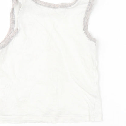 TU Boys White   Basic Tank Size 3-4 Years  - Dinosaur