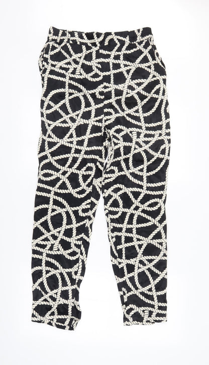 Nooki London Womens Black Geometric  Trousers  Size S L30 in