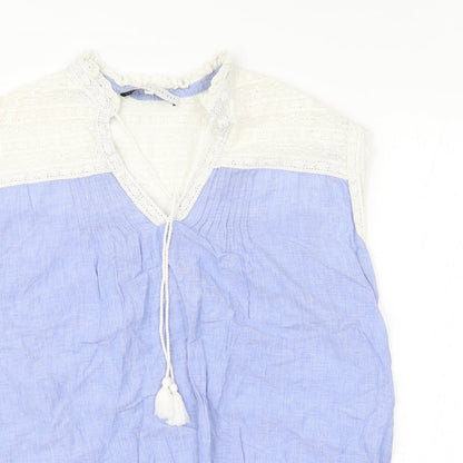 Womens UK Size M Preworn Blue Basic Blouse