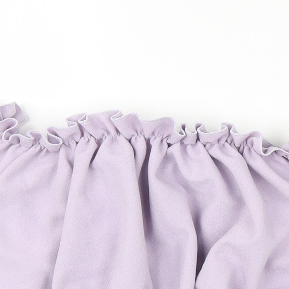 Womens UK Size 8 New Look Purple Cropped Blouse