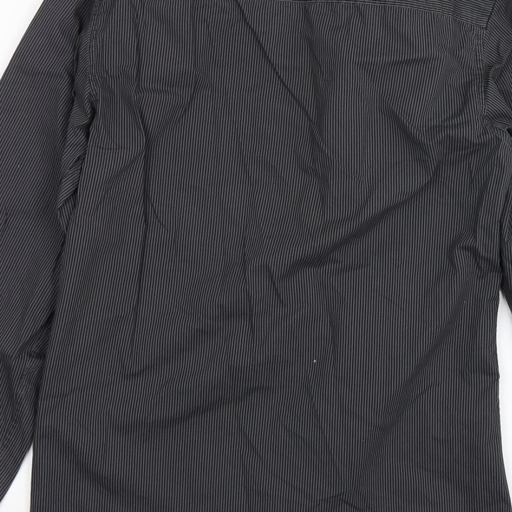 Urban Spirit Mens Grey Striped   Dress Shirt Size S