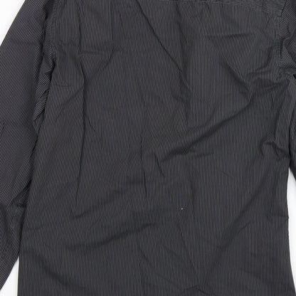 Urban Spirit Mens Grey Striped   Dress Shirt Size S