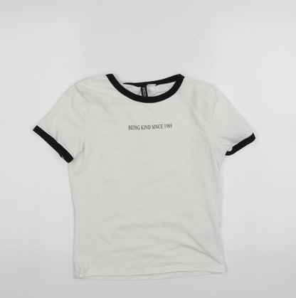 Womens UK Size S Divided White Basic T-Shirt
