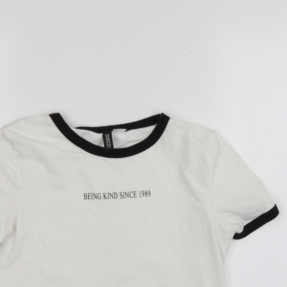 Womens UK Size S Divided White Basic T-Shirt