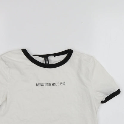 Womens UK Size S Divided White Basic T-Shirt