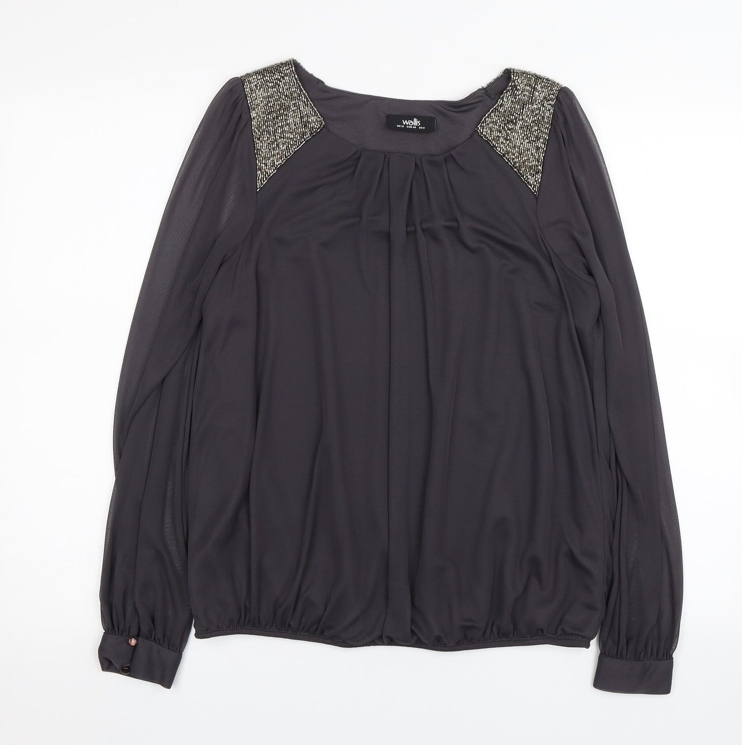 Womens UK Size 12 Wallis Grey Basic Blouse