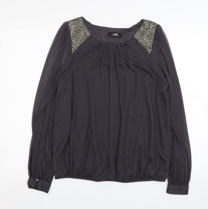 Womens UK Size 12 Wallis Grey Basic Blouse