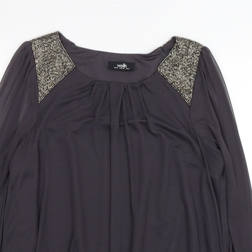 Womens UK Size 12 Wallis Grey Basic Blouse