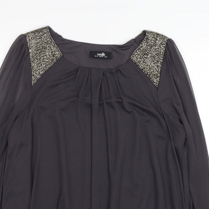 Womens UK Size 12 Wallis Grey Basic Blouse