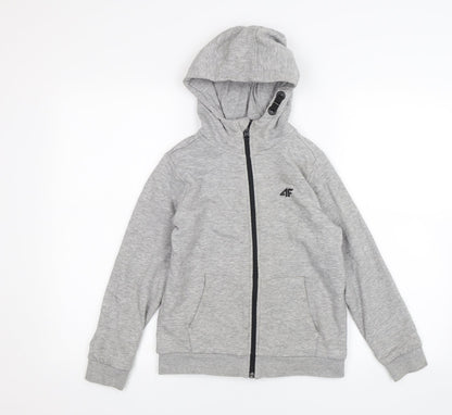 4F Boys Grey   Full Zip Hoodie Size 10 Years