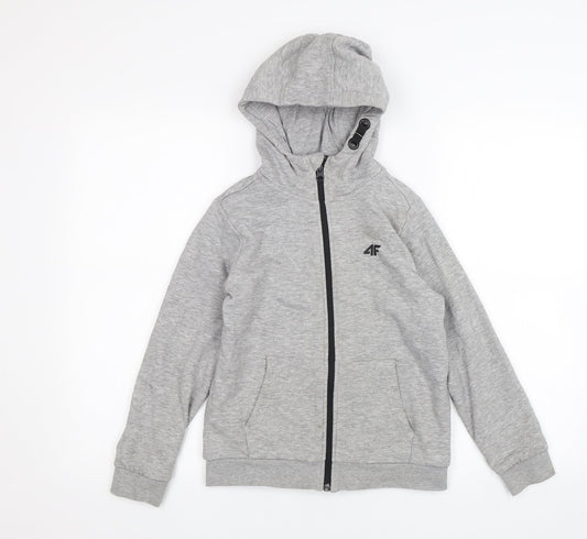 4F Boys Grey   Full Zip Hoodie Size 10 Years