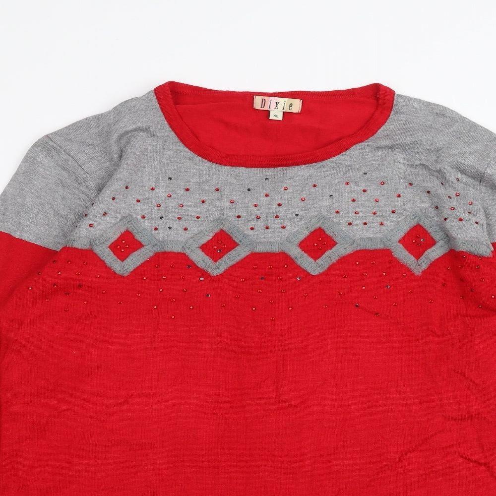 Dixie Womens Red   Pullover Jumper Size XL