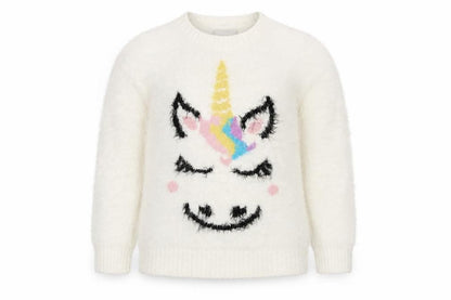Matalan Girls White   Pullover Jumper Size 8 Years  - Unicorn