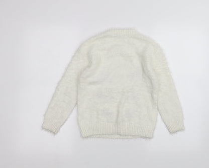 Matalan Girls White   Pullover Jumper Size 8 Years  - Unicorn
