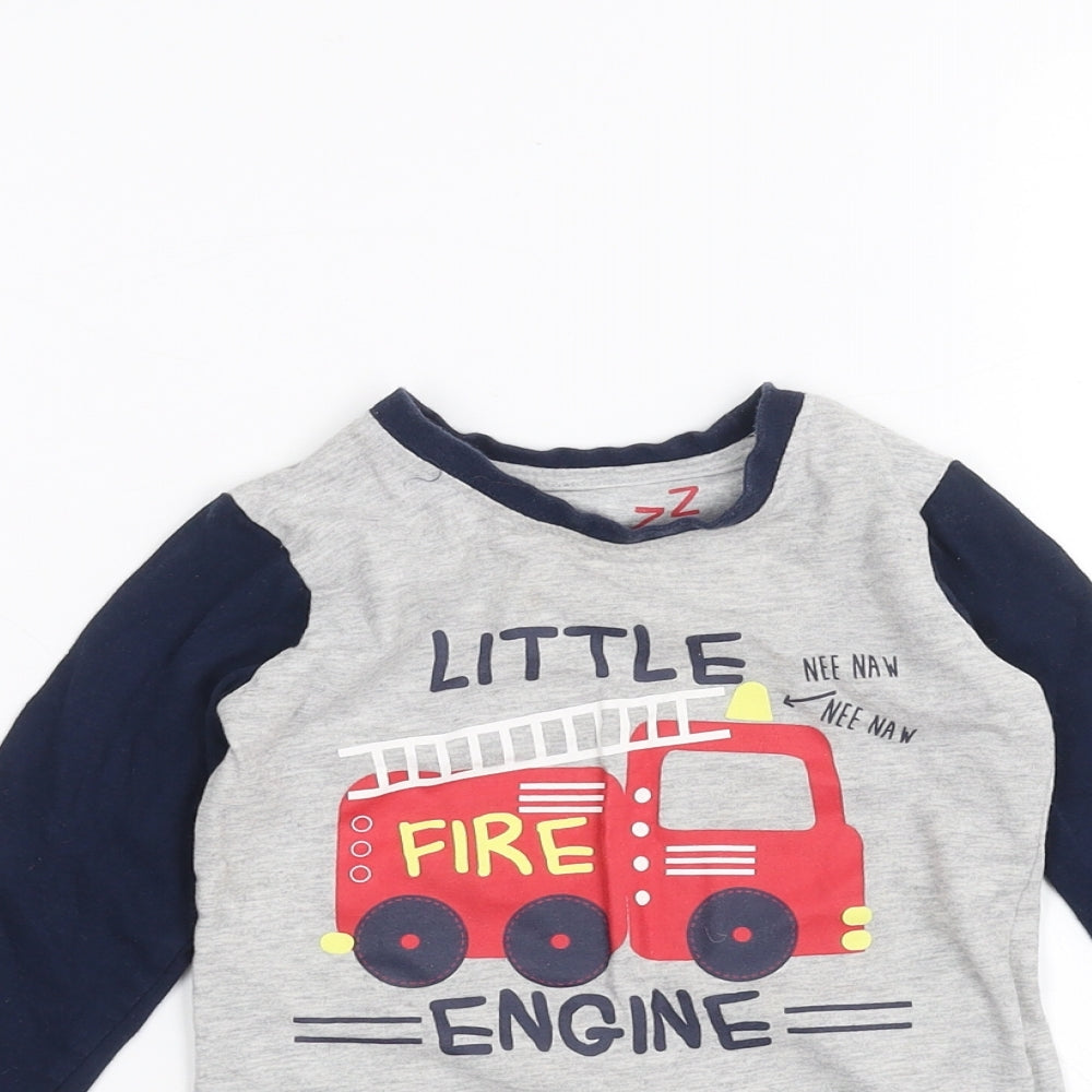Matalan Baby Grey   Basic T-Shirt Size 12-18 Months  - Fire Engine
