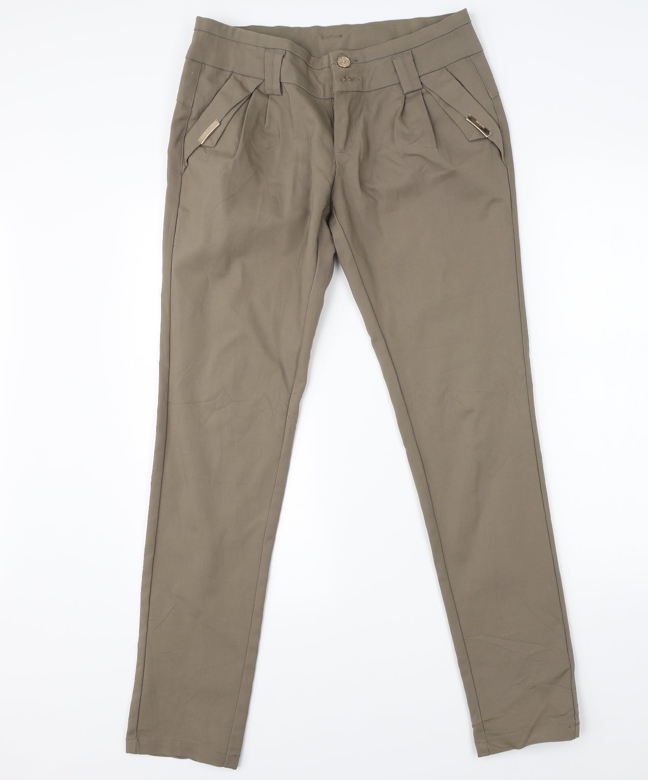 Womens UK Size XL Preworn Regular Fit Dress Pants Green Trousers