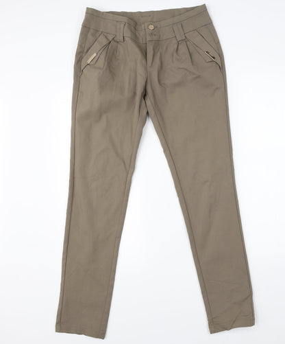 Womens UK Size XL Preworn Regular Fit Dress Pants Green Trousers