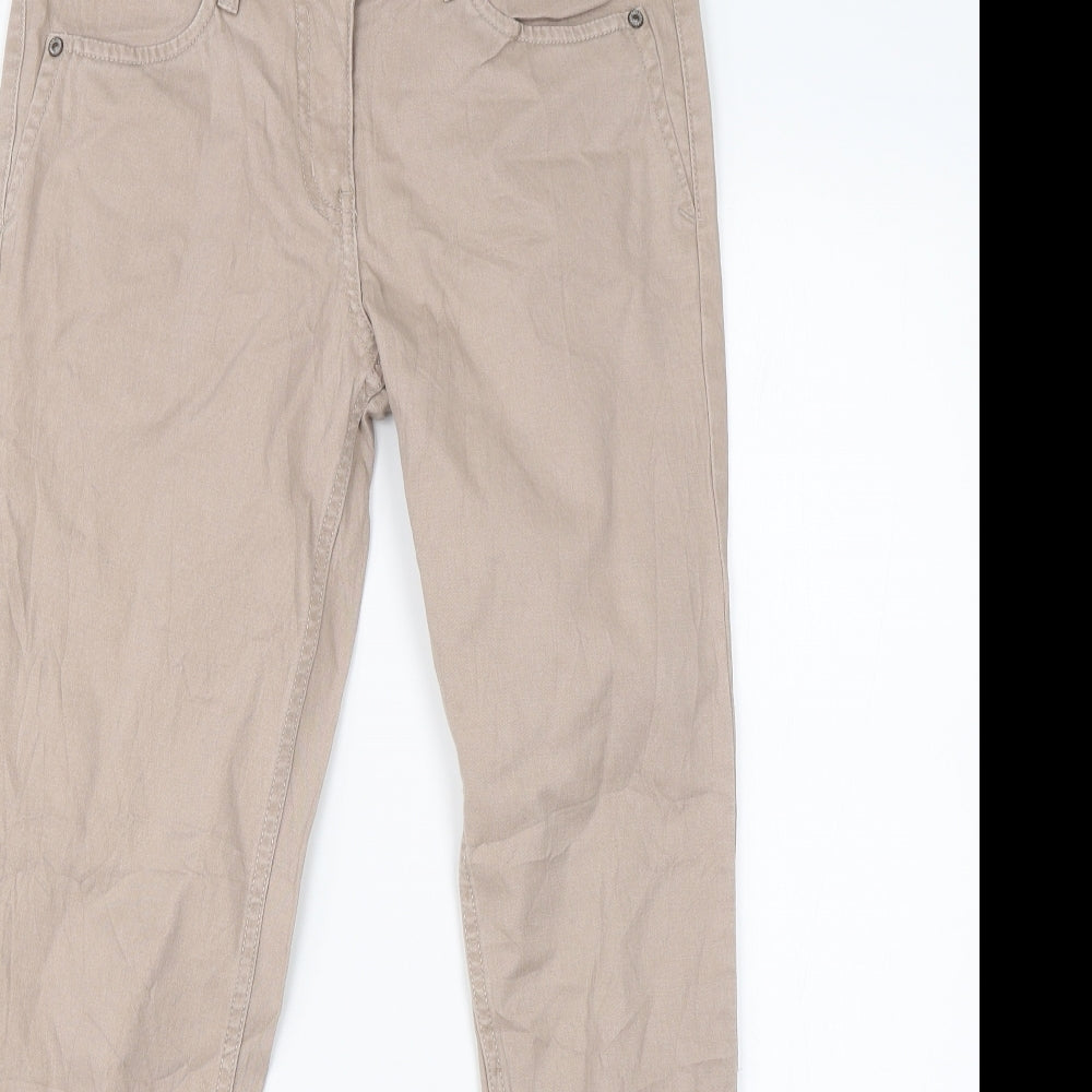 Womens UK Size 8 Up Fashion Regular Fit Chino Beige Trousers