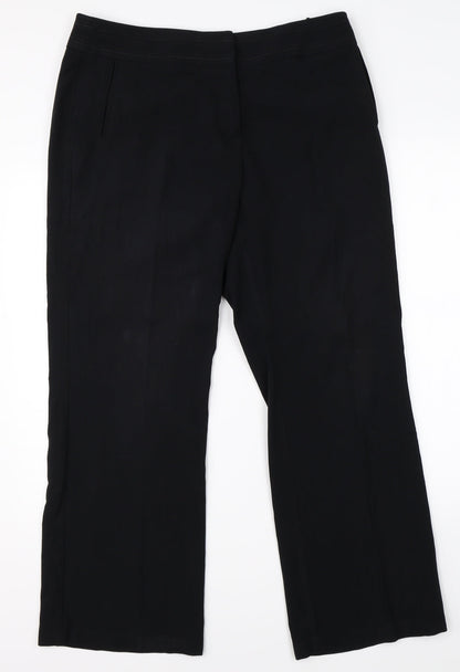 Womens UK Size 14 M&S Regular Fit Dress Pants Black Trousers