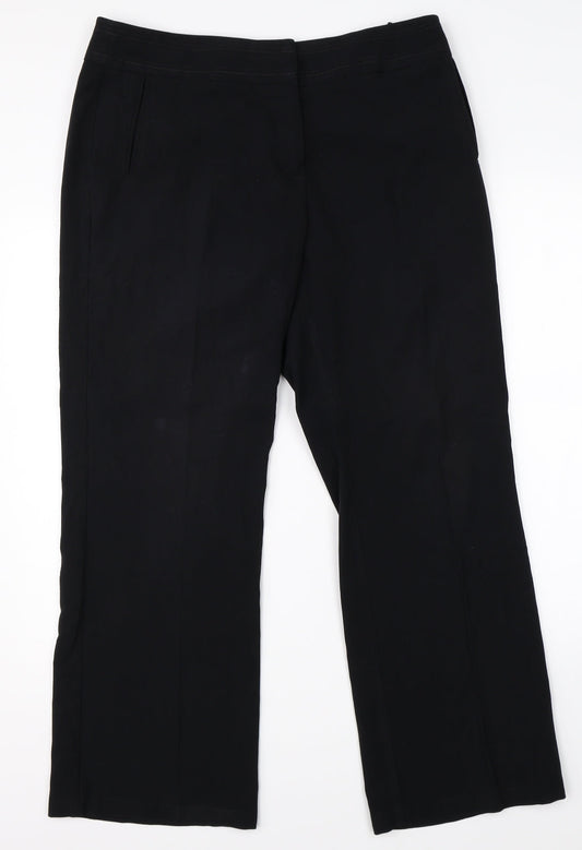 Womens UK Size 14 M&S Regular Fit Dress Pants Black Trousers