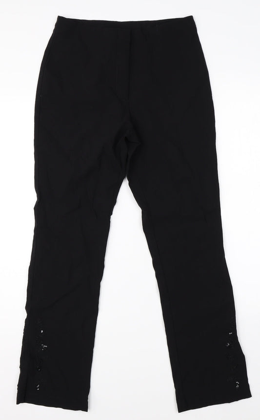 Womens UK Size 12 Casual Club Regular Fit Dress Pants Black Trousers