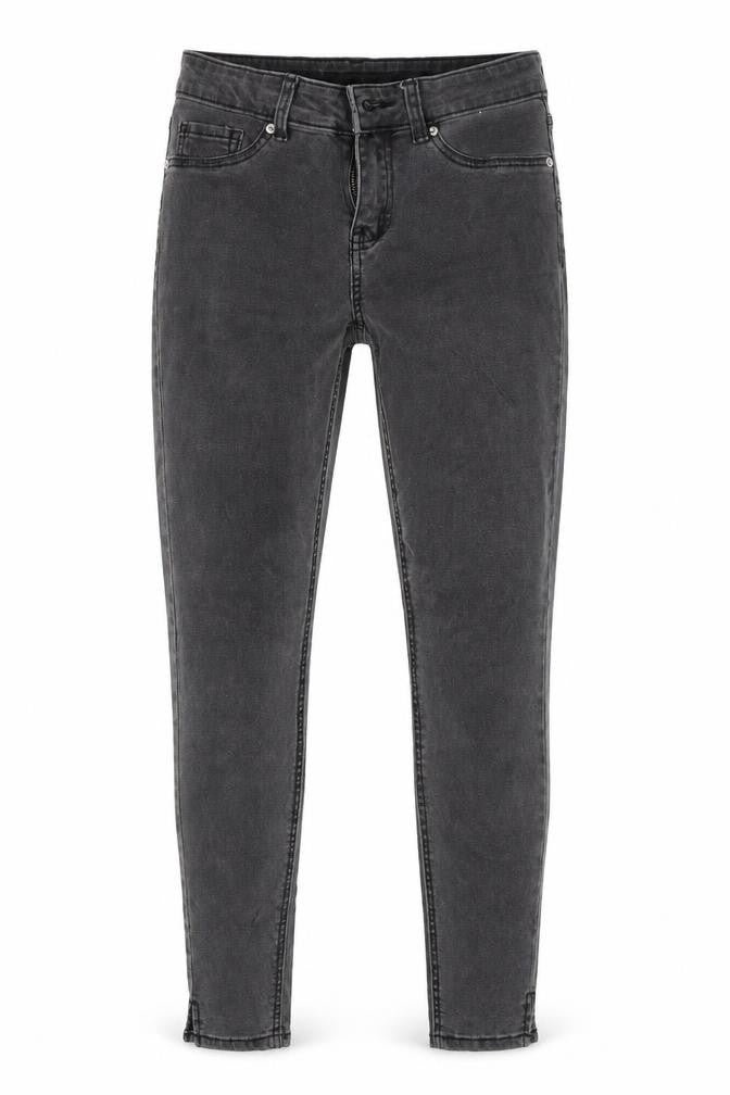 Front view of Denim Co women’s black denim skinny jeans, size UK 8, 25-inch leg