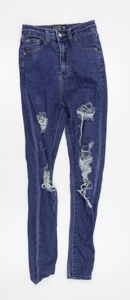 PRETTYLITTLETHING Womens Blue   Skinny Jeans Size 6 L27 in