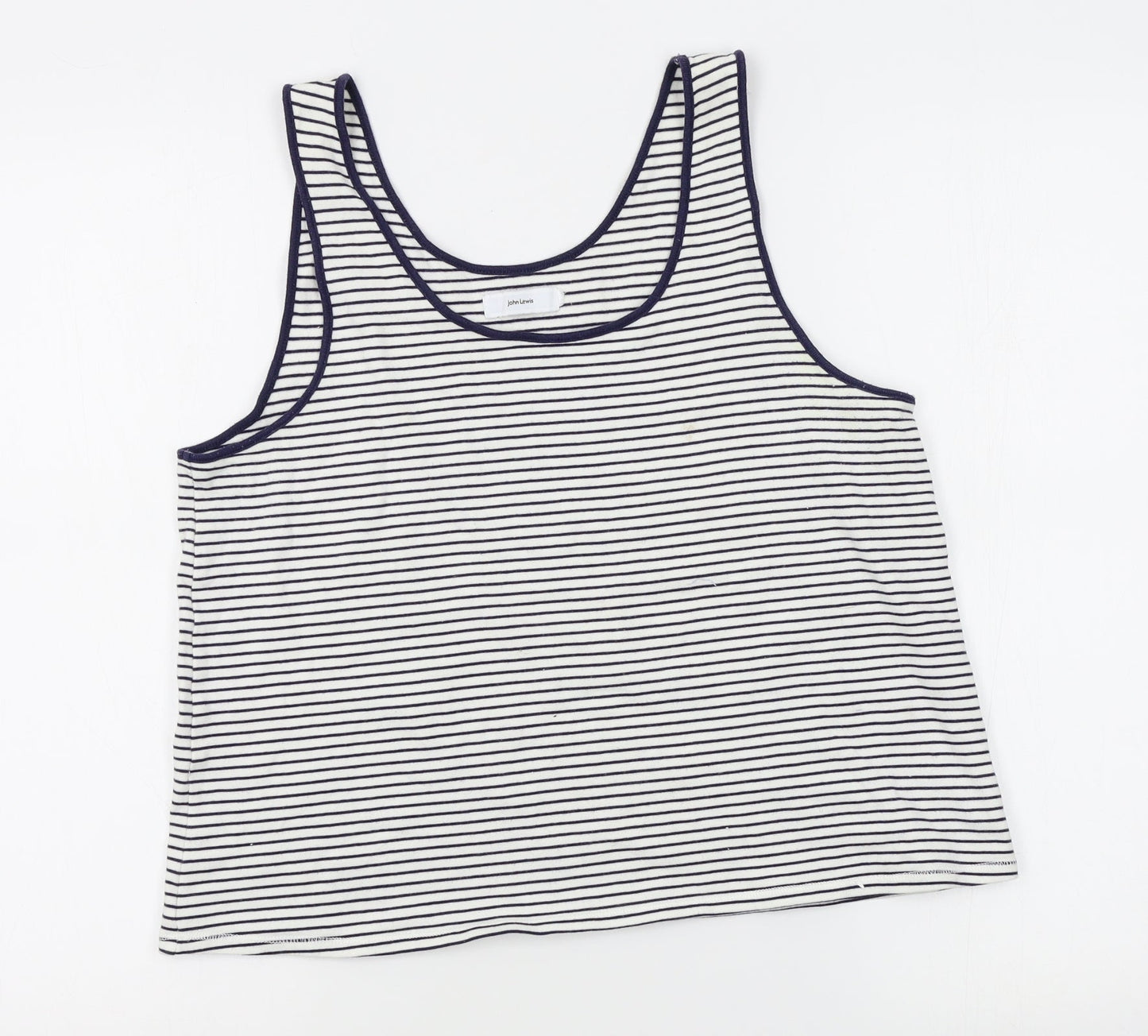 John Lewis Womens White Striped  Basic Tank Size 14