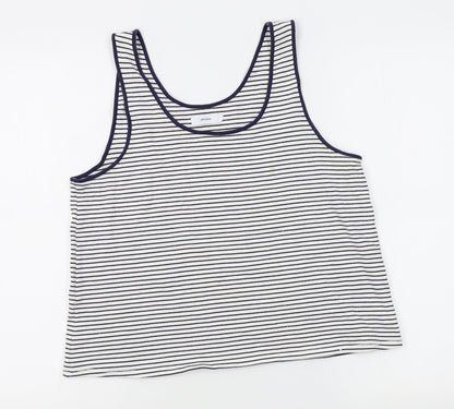 John Lewis Womens White Striped  Basic Tank Size 14