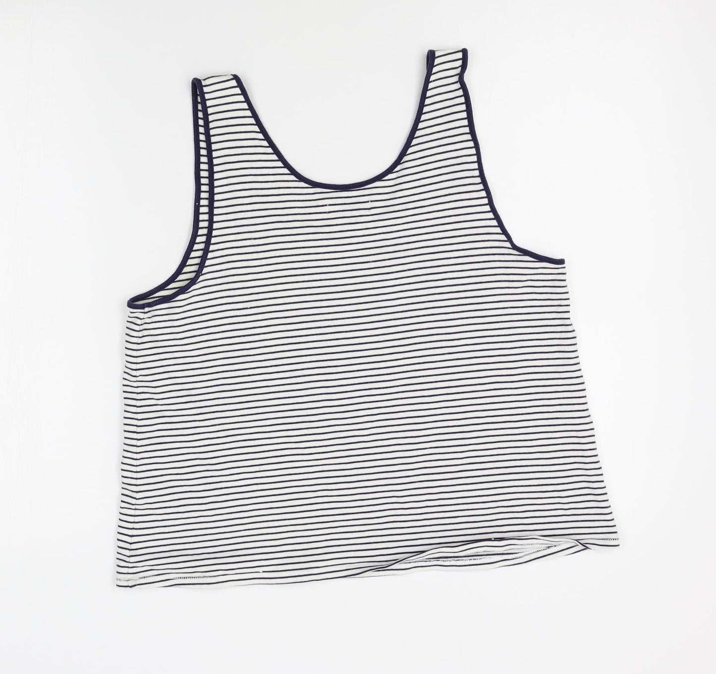 John Lewis Womens White Striped  Basic Tank Size 14