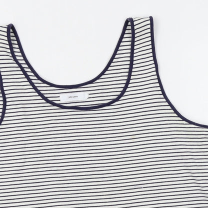 John Lewis Womens White Striped  Basic Tank Size 14