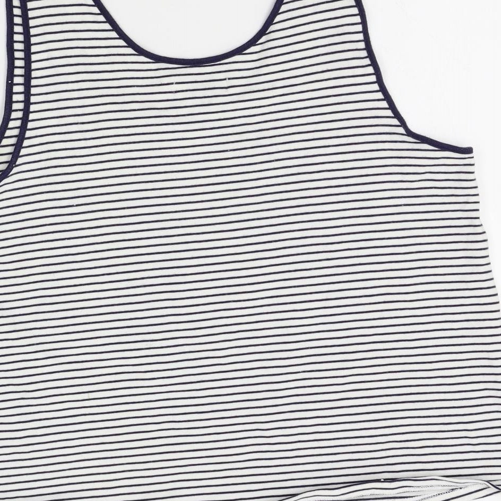John Lewis Womens White Striped  Basic Tank Size 14