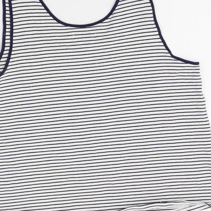 John Lewis Womens White Striped  Basic Tank Size 14