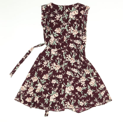 Newlook Womens Purple Floral  Wrap Dress  Size 6