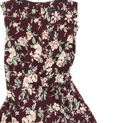 Newlook Womens Purple Floral  Wrap Dress  Size 6