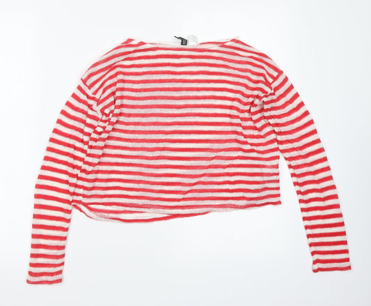 Divided by H&M Womens Red Striped Knit Pullover Jumper Size XS