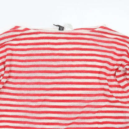 Divided by H&M Womens Red Striped Knit Pullover Jumper Size XS