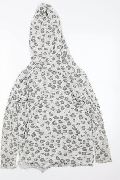 H&M Girls Grey Animal Print Knit Cardigan Jumper Size 11-12 Years
