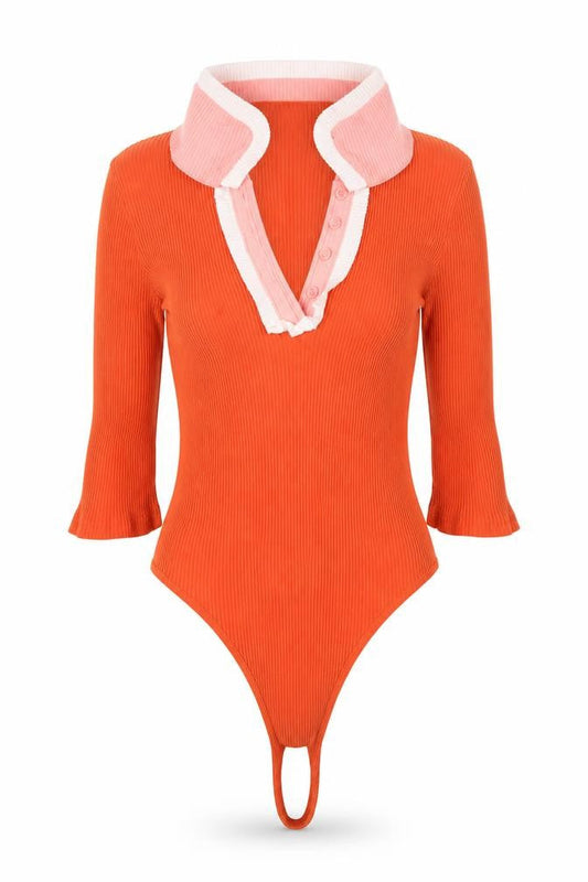 Womens UK Size 8 Glamorous One-Piece Orange Bodysuit