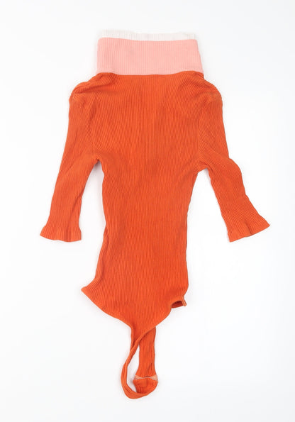 Glamorous Womens Orange  Knit Bodysuit One-Piece Size 8
