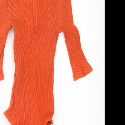 Glamorous Womens Orange  Knit Bodysuit One-Piece Size 8