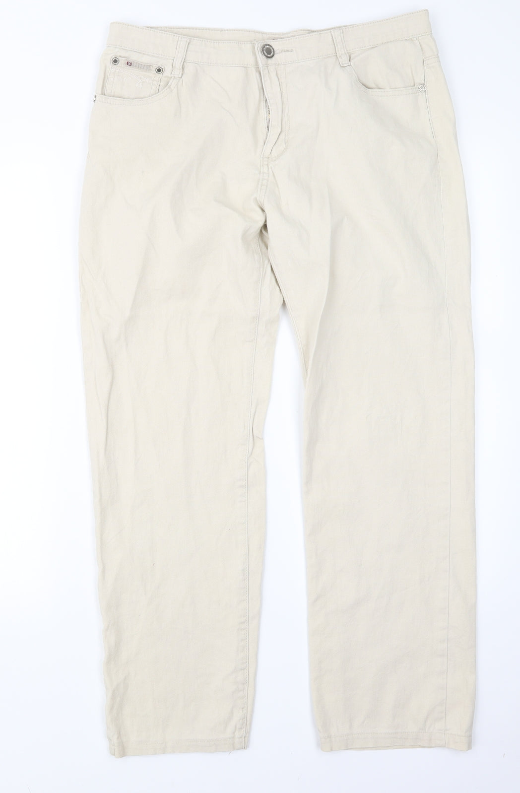 Womens UK Size 32 in Sunbird Regular Fit  Beige Trousers