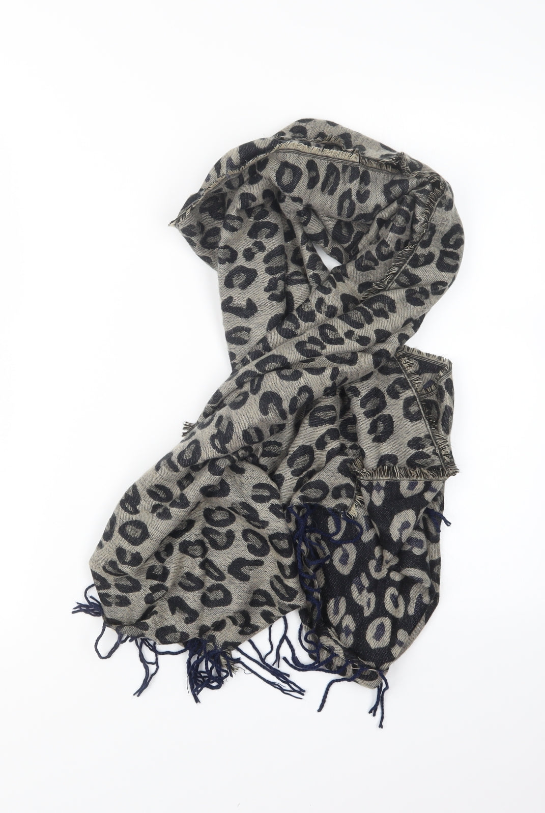 Preworn Womens Beige Animal Print Knit  Scarf