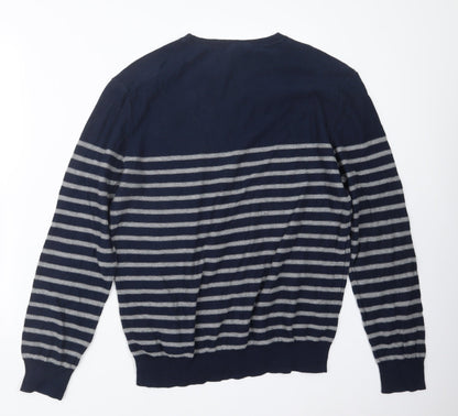 Gap Mens Blue Striped Knit Pullover Jumper Size L