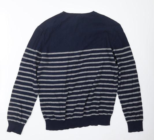 Gap Mens Blue Striped Knit Pullover Jumper Size L
