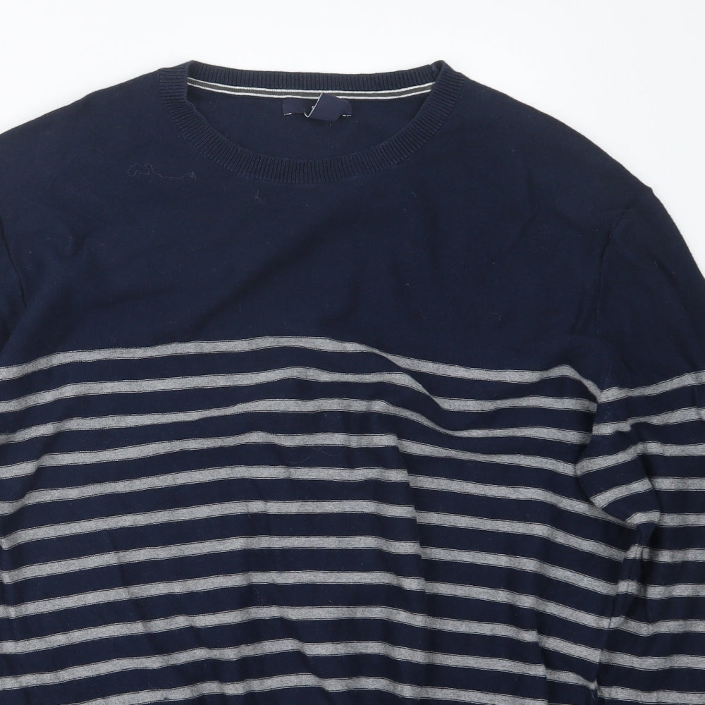 Gap Mens Blue Striped Knit Pullover Jumper Size L