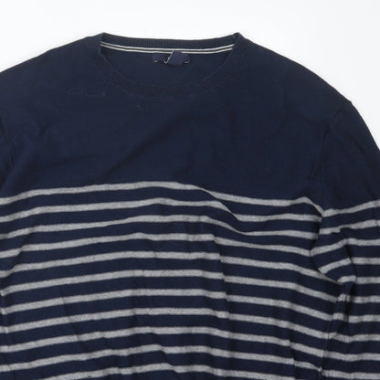 Gap Mens Blue Striped Knit Pullover Jumper Size L