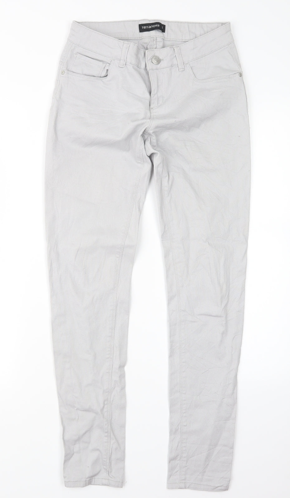 Womens UK Size S Terranova Regular Fit Straight Grey Jeans