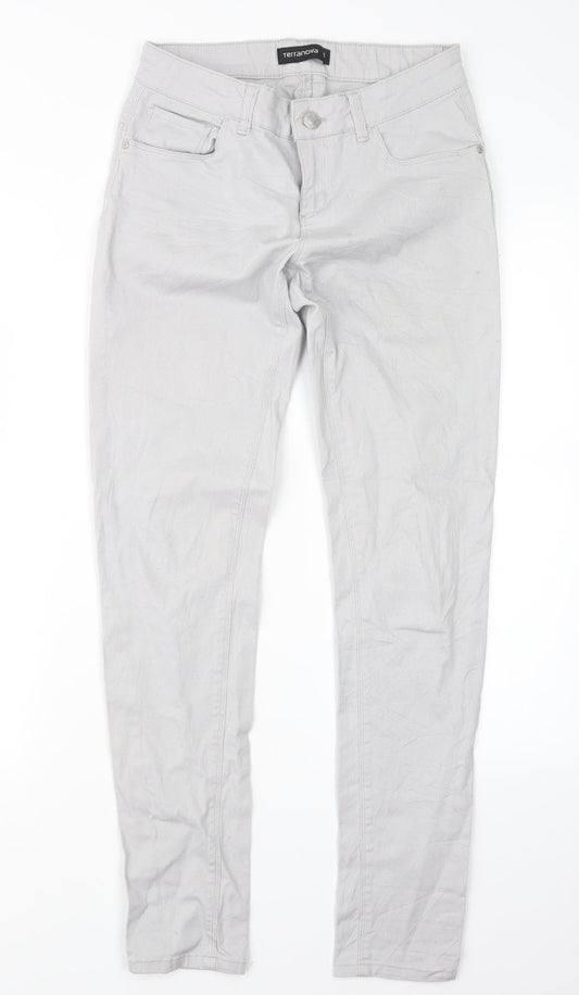 Womens UK Size S Terranova Regular Fit Straight Grey Jeans