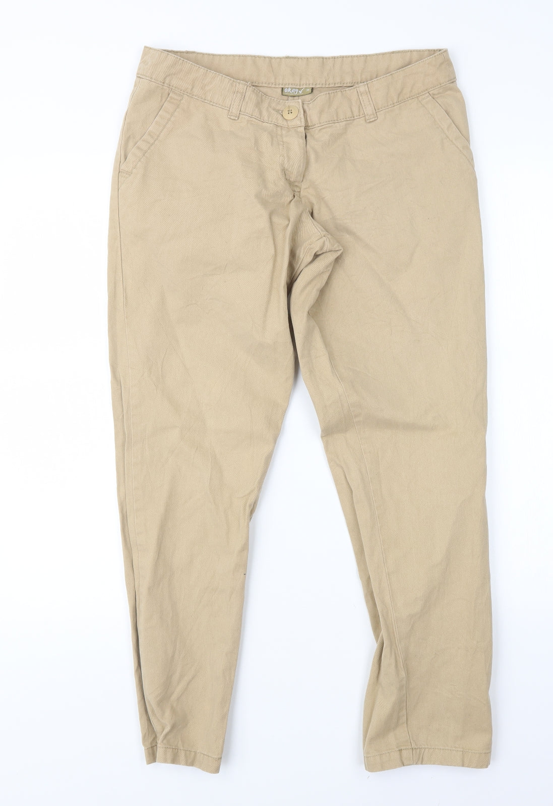 Womens UK Size 31 in OKAY Regular Fit Straight Beige Jeans